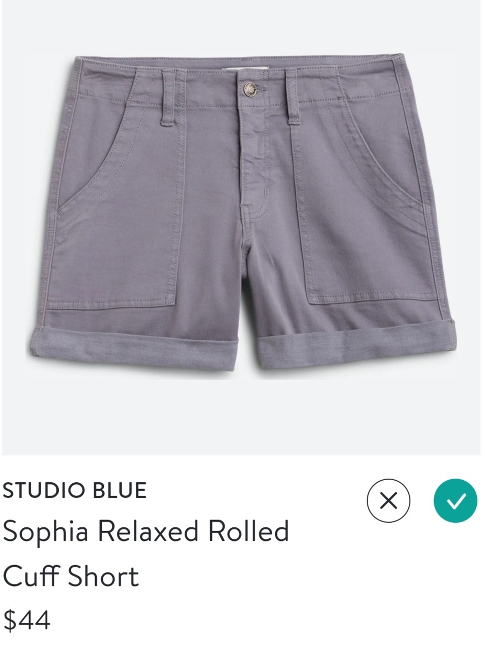 Studio Sophia Relaxed Rolled Cuff Short — Lavender Gray